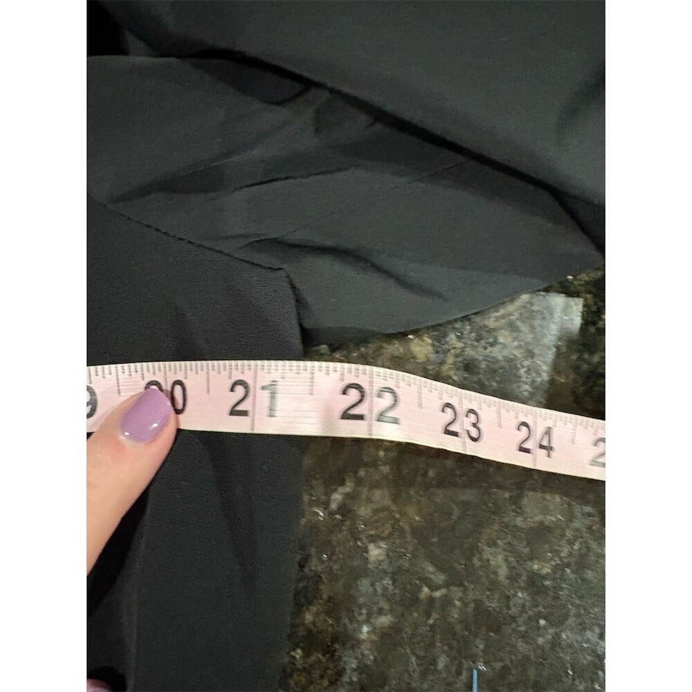 London Fog Trench Coat Womens XL Black Short Button Front Shoulder Pads - Picture 8 of 8